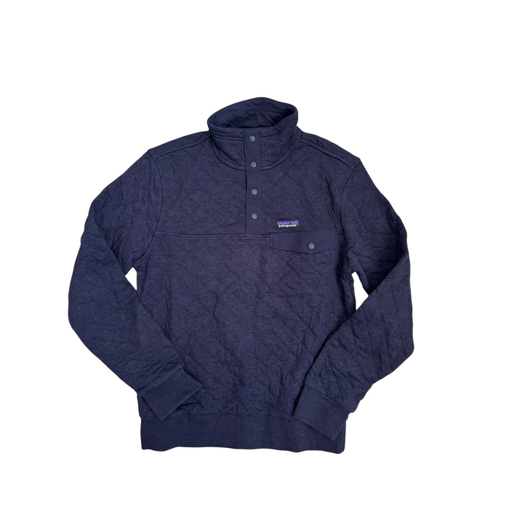 Patagonia Mens Organic Cotton Quilt Snap-T Pullover Navy Blue XS 25371 NEW‎